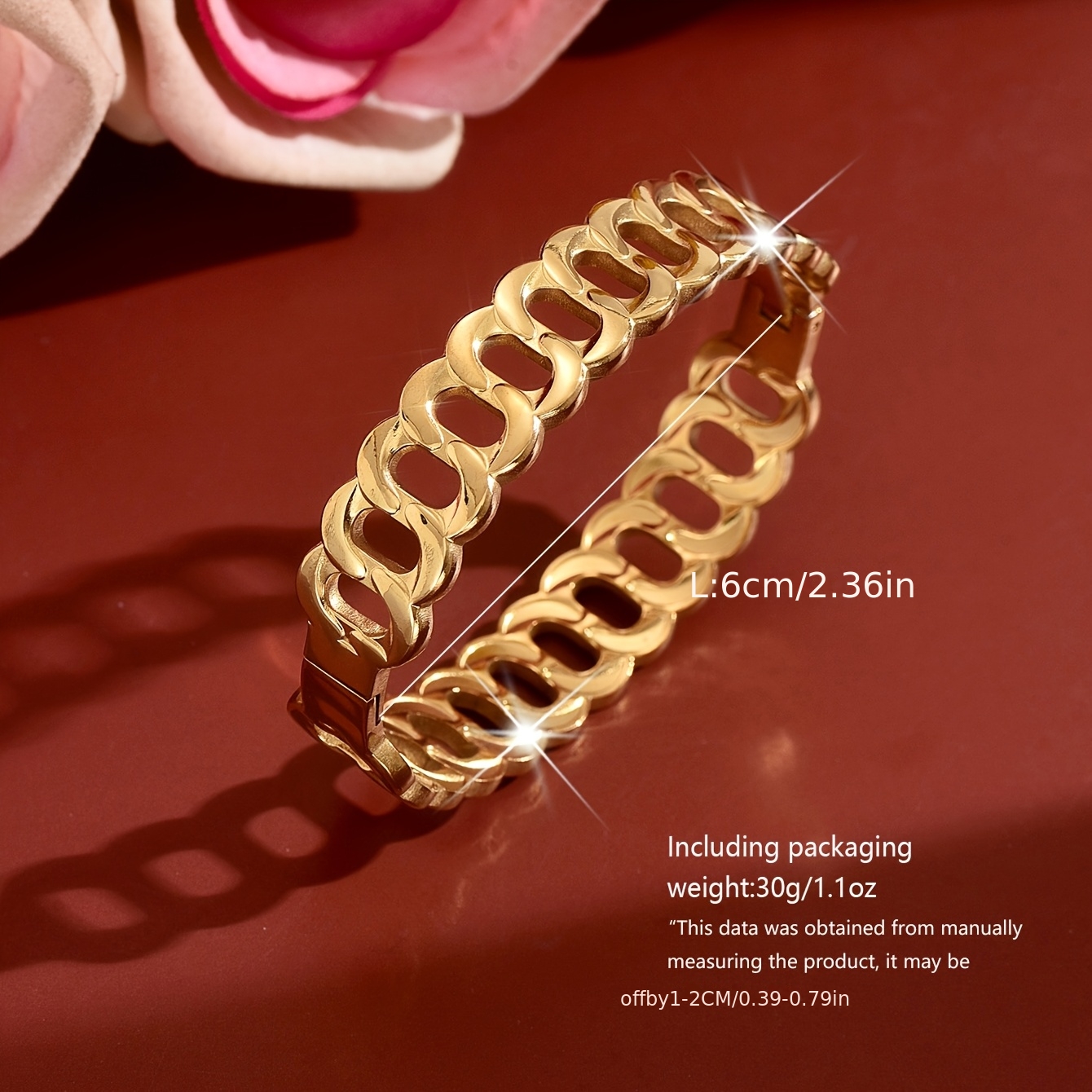 Light Luxury Hollow Chain Open Bangle for Women, Elegant Gift